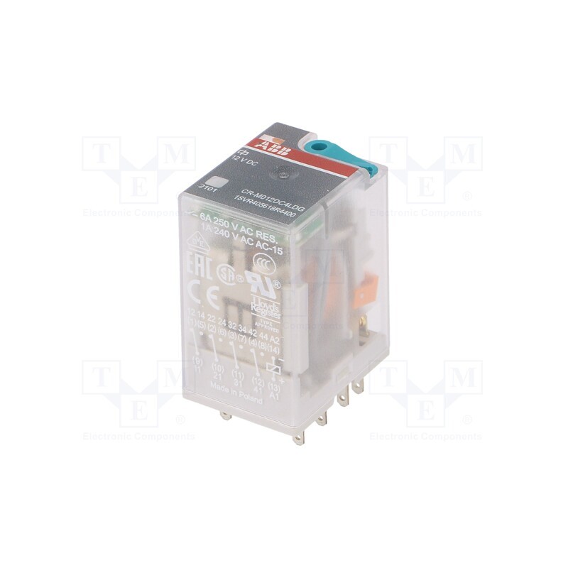 1 pcs x ABB - 1SVR405618R4400 - Relay: electromagnetic, 4PDT, Ucoil: 12VDC, Icontacts max: 6A