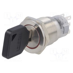 1 pcs x ONPOW - LAS1-AGQP-22Y/31/S - Switch: key switch, Stabl.pos: 3, Contacts: 3PST, Ø19mm, Key: flat