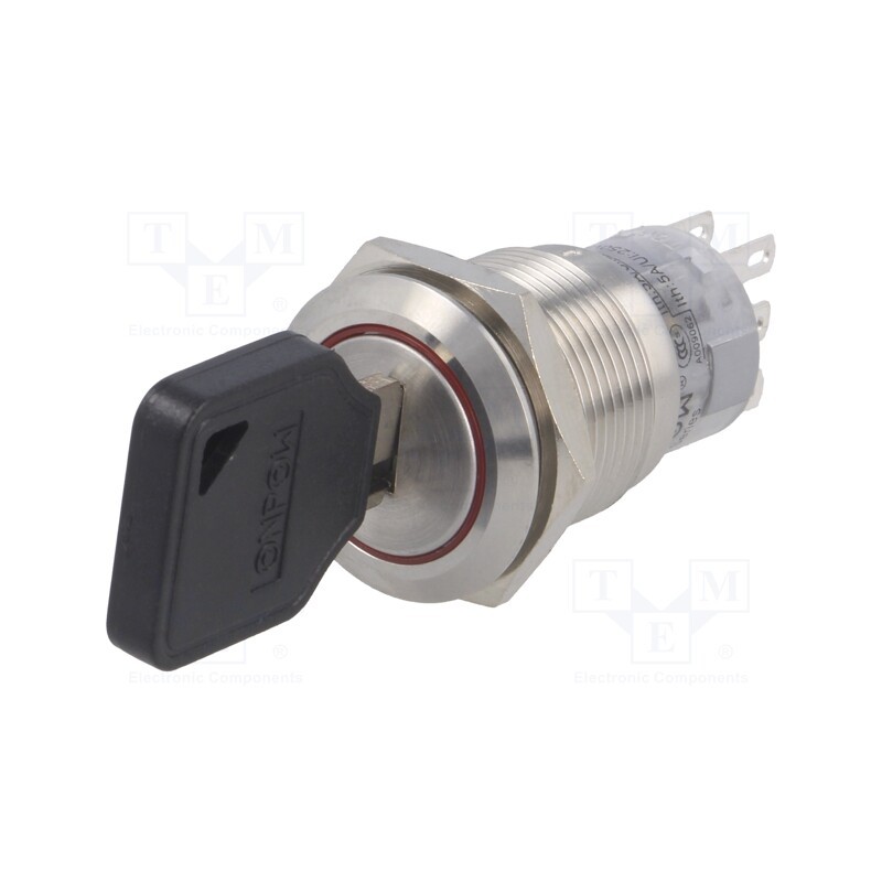 1 pcs x ONPOW - LAS1-AGQ-22Y/31/S - Switch: key switch, Stabl.pos: 3, Contacts: 3PST, Ø19mm, Key: flat