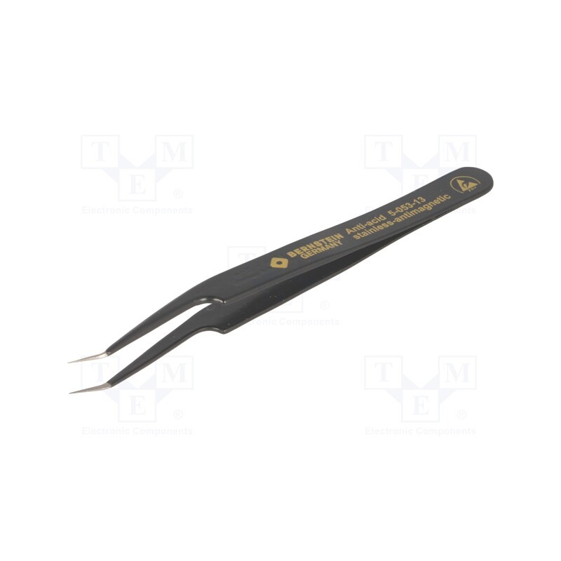 1 pcs x BERNSTEIN - 5-053-13 - Tweezers, non-magnetic, Blade tip shape: sharp, Blades: narrow