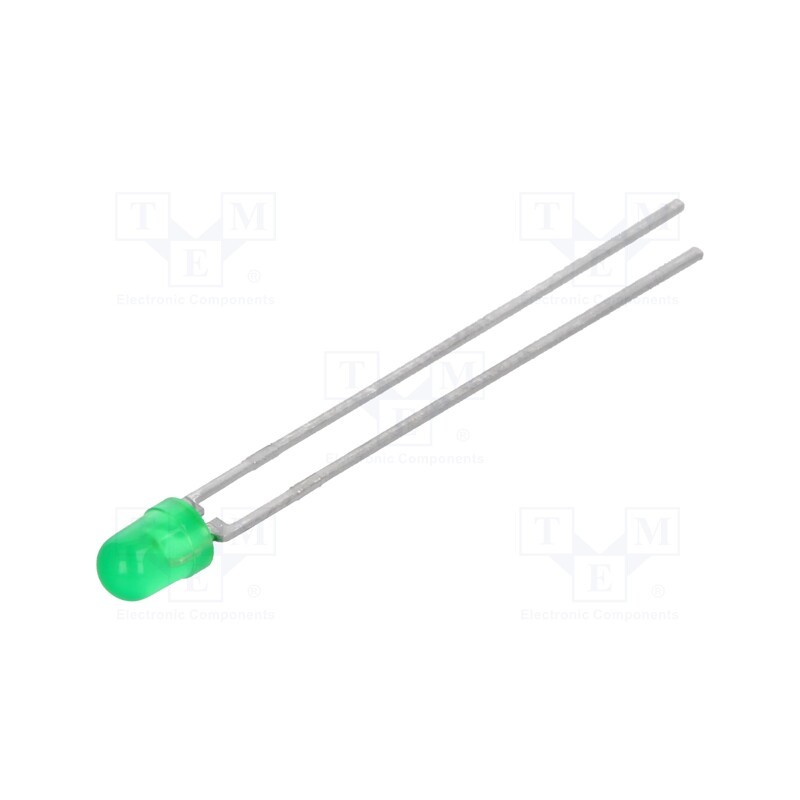 2 pcs x VISHAY - TLHG4400 - LED, 3mm, green, 2.5÷13mcd, 30°, Front: convex, 2.4÷3V, No.of term: 2