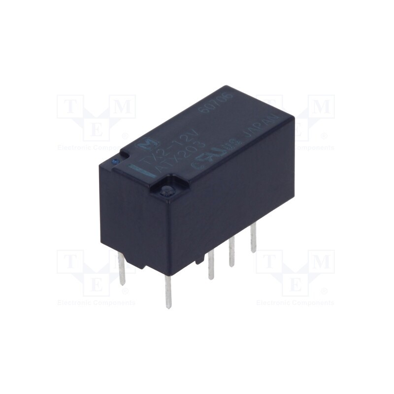 1 pcs x PANASONIC - TX2-12V - Relay: electromagnetic, DPDT, Ucoil: 12VDC, Icontacts max: 2A, PCB