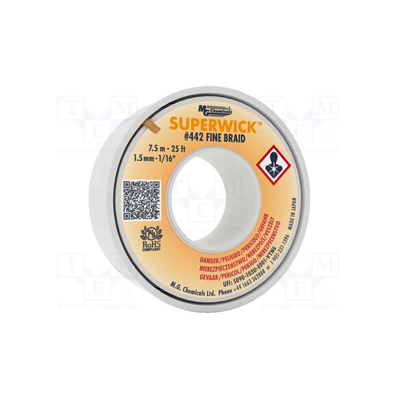 1 pcs x MG CHEMICALS - 442 - Tape: desoldering, halide-free,rosin,RMA,ROL0, W: 1.5mm, L: 7.5m