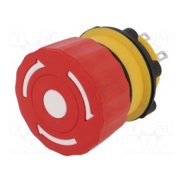 1 pcs x ONPOW - LAS1-A22Y-11TSB - Switch: emergency stop, 22mm, Stabl.pos: 2, NC + NO, red, IP65