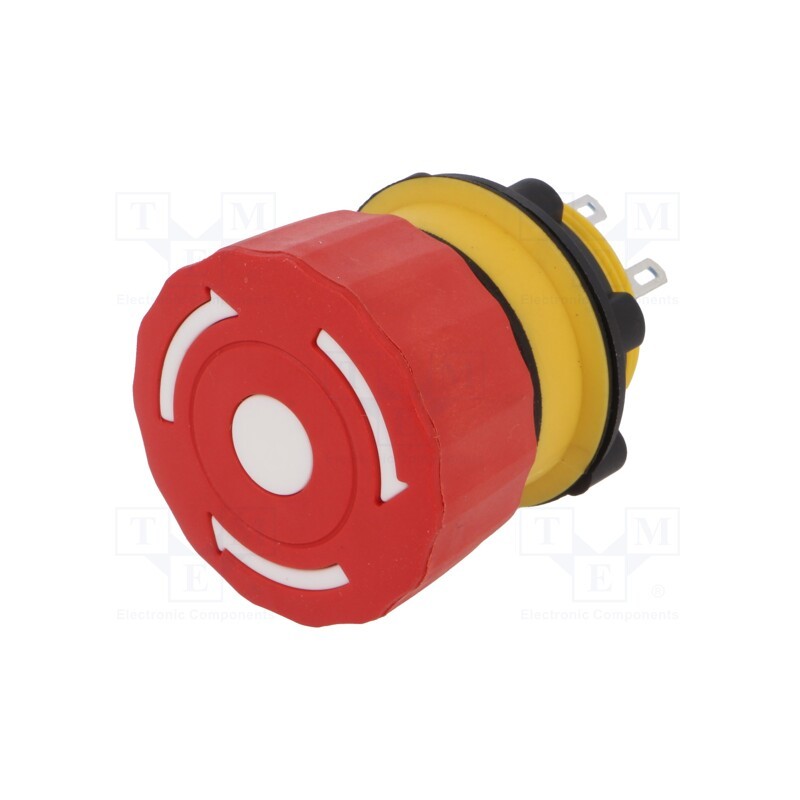 1 pcs x ONPOW - LAS1-A22Y-11TSB - Switch: emergency stop, 22mm, Stabl.pos: 2, NC + NO, red, IP65