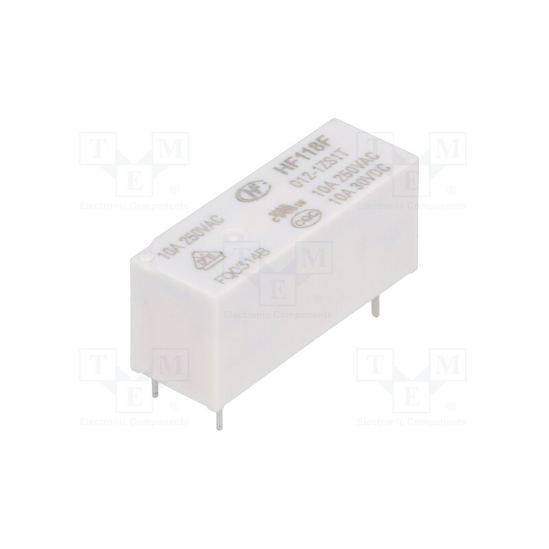 1 pcs x HONGFA RELAY - HF118F/012-1ZS1T - Relay: electromagnetic, SPDT, Ucoil: 12VDC, 10A, 10A/250VAC, PCB