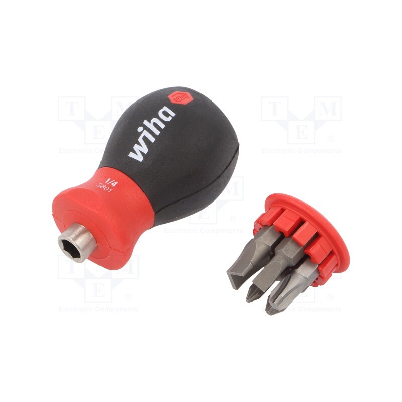 1 set x WIHA - 33738 - Kit: screwdriver, 6pcs, Phillips,slot, Mounting: 1/4' (D6,3mm)
