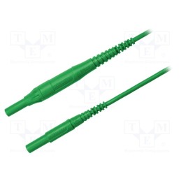 1 pcs x SCHu00dcTZINGER - MSFK B441 / 1 / 100 / GN - Test lead, 8A, banana plug 4mm,both sides, Len: 1m, green