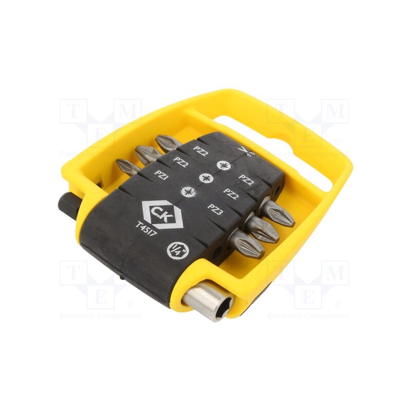 1 set x C.K - T4517 - Kit: screwdriver bits, Pozidriv®, 25mm, Size: PZ1,PZ2,PZ3, 7pcs.