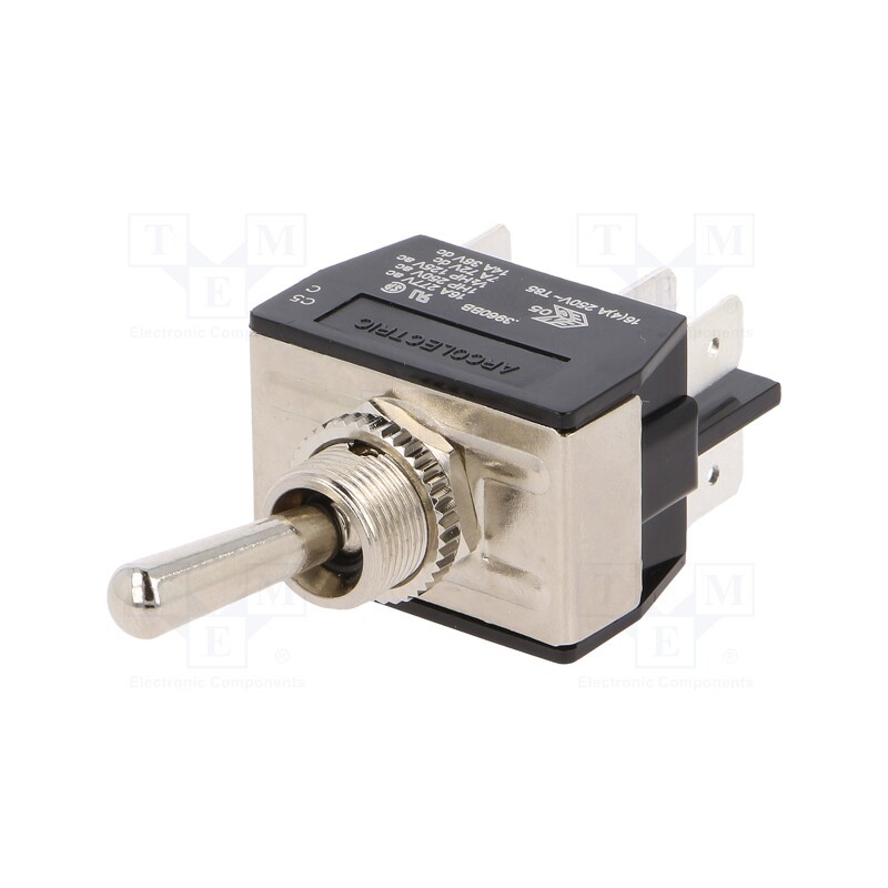 1 pcs x BULGIN - C3960BB - Switch: toggle, Pos: 2, DPDT, ON-ON, 10A/250VAC, Toggle: round, 100mΩ