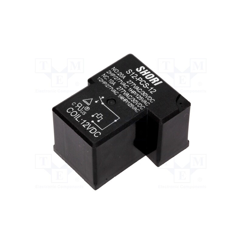 1 pcs x SHORI ELECTRIC - S12-PCS-12 - Relay: electromagnetic, SPDT, Ucoil: 12VDC, Icontacts max: 20A