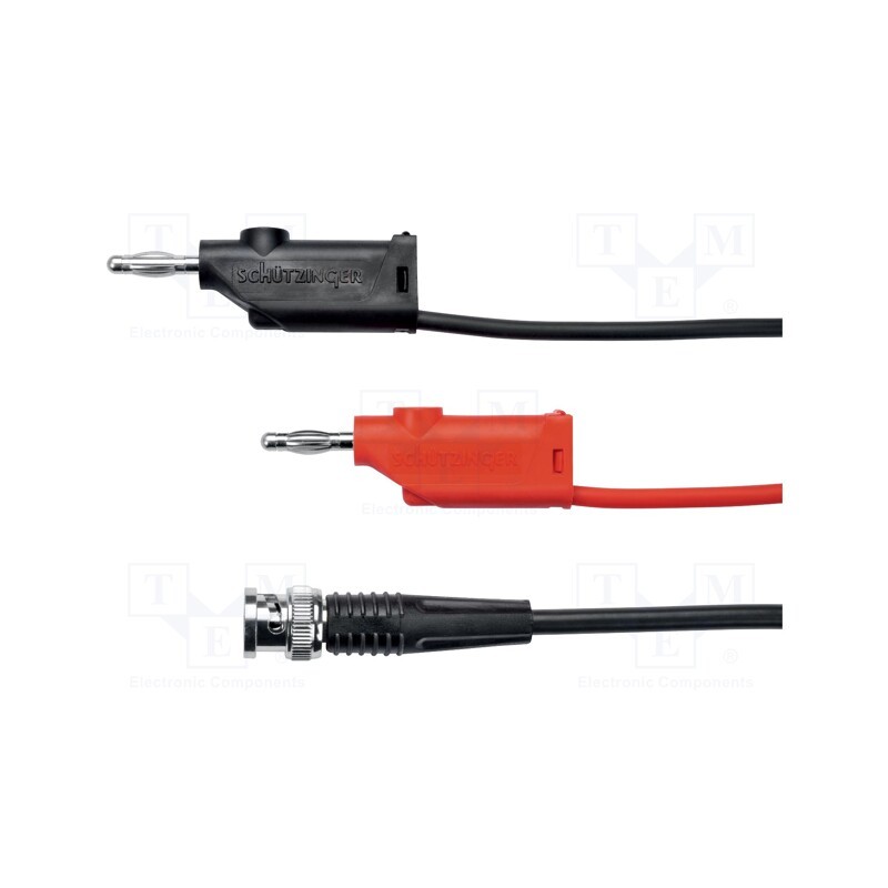 1 pcs x SCHu00dcTZINGER - KO 89-58 / 100 / SW - Test lead, Len: 1m, red and black, 1GHz, Plating: nickel plated