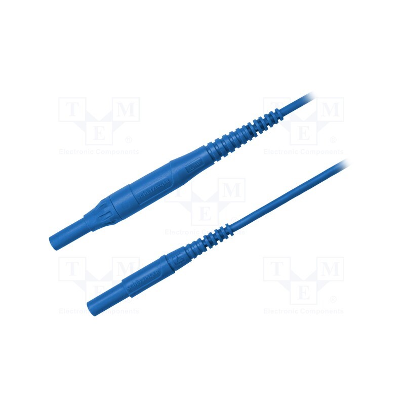 1 pcs x SCHu00dcTZINGER - MSFK B441 / 1 / 100 / BL - Test lead, 8A, banana plug 4mm,both sides, Len: 1m, blue