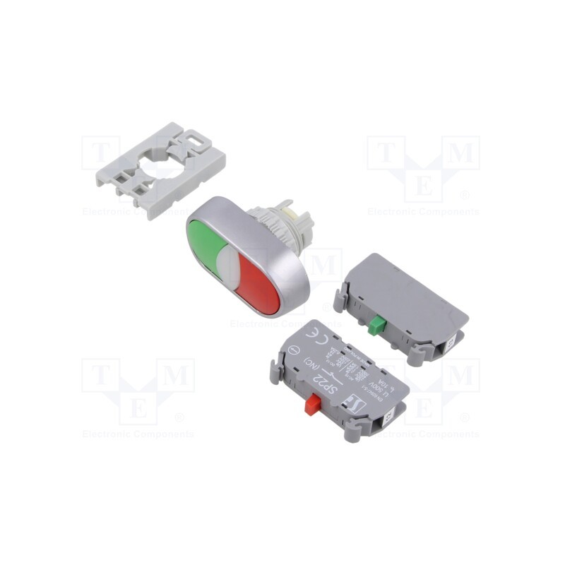 1 pcs x SPAMEL - SP22-2KL-11\Z/C - Switch: push-button, 22mm, Stabl.pos: 1, NC + NO, green/red, none