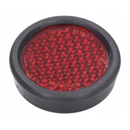 Red round reflector, screwed on, with a 65mm cover
