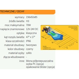Halogen work lamp ursus john deere holland jcb