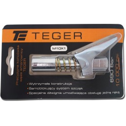 The end of the grease gun hose has a teger lock lever