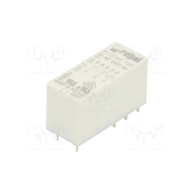 1 pcs x RELPOL - RM84-2012-35-5012 - Relay: electromagnetic, DPDT, Ucoil: 12VAC, 8A, 8A/250VAC, 8A/24VDC