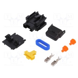 1 pcs x MTA - 3050153 - Fuse holder with cover, 19mm, 21A, push-in, Leads: terminal, black