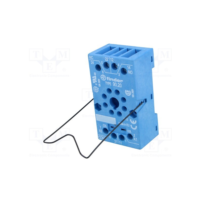 1 pcs x FINDER - 90.20SMA - Socket, PIN: 8, 10A, 250VAC, 88.12, on panel,for DIN rail mounting