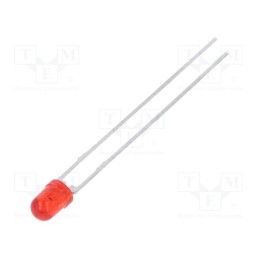 2 pcs x VISHAY - TLHR4205 - LED, 3mm, red, 10÷15mcd, 22°, Front: convex, 2÷3V, No.of term: 2