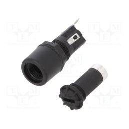 1 pcs x BULGIN - FX0463 - Fuse holder, cylindrical fuses, 5x20mm, 250V, on panel, black