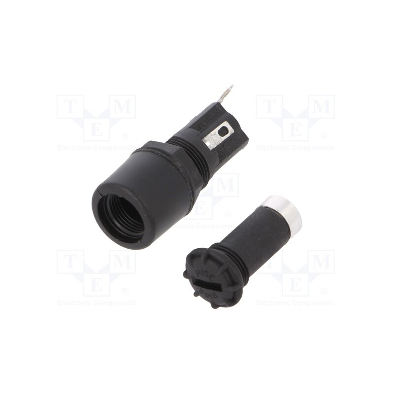 1 pcs x BULGIN - FX0463 - Fuse holder, cylindrical fuses, 5x20mm, 250V, on panel, black