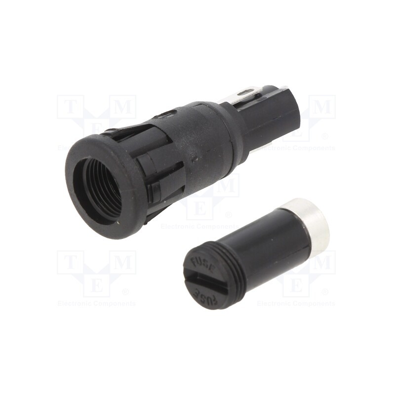 1 pcs x BULGIN - FX0458/1 - Fuse holder, cylindrical fuses, 5x20mm, 250V, on panel, black