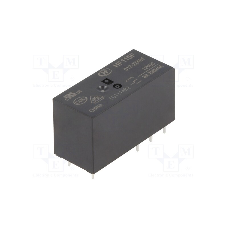 1 pcs x HONGFA RELAY - HF115F/012-2Z4B - Relay: electromagnetic, DPDT, Ucoil: 12VDC, 8A, 8A/250VAC, 8A/24VDC