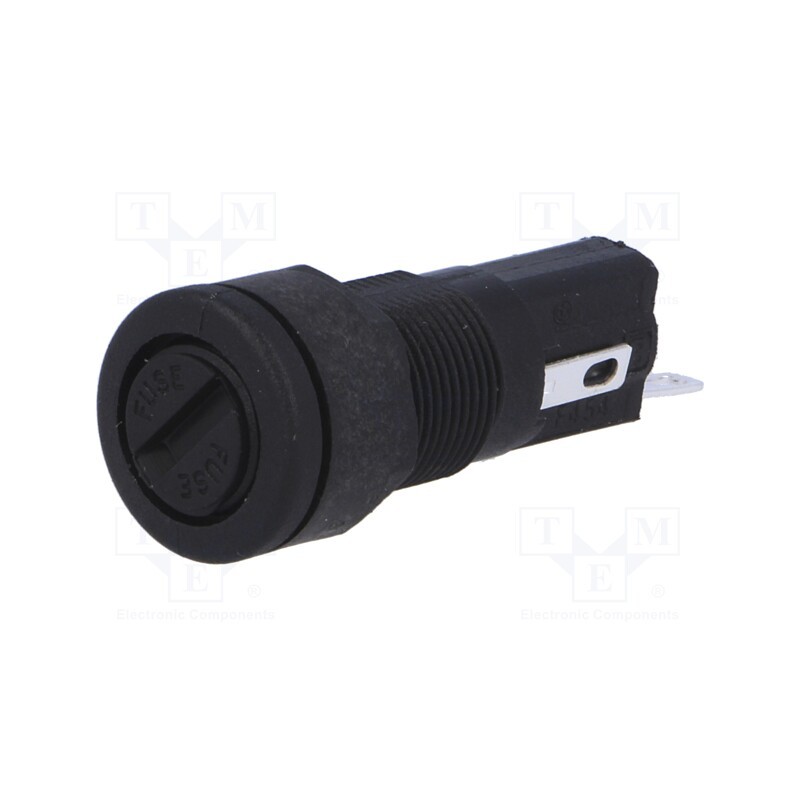 1 pcs x BULGIN - FX0454 - Fuse holder, cylindrical fuses, 5x20mm, 250V, on panel, black