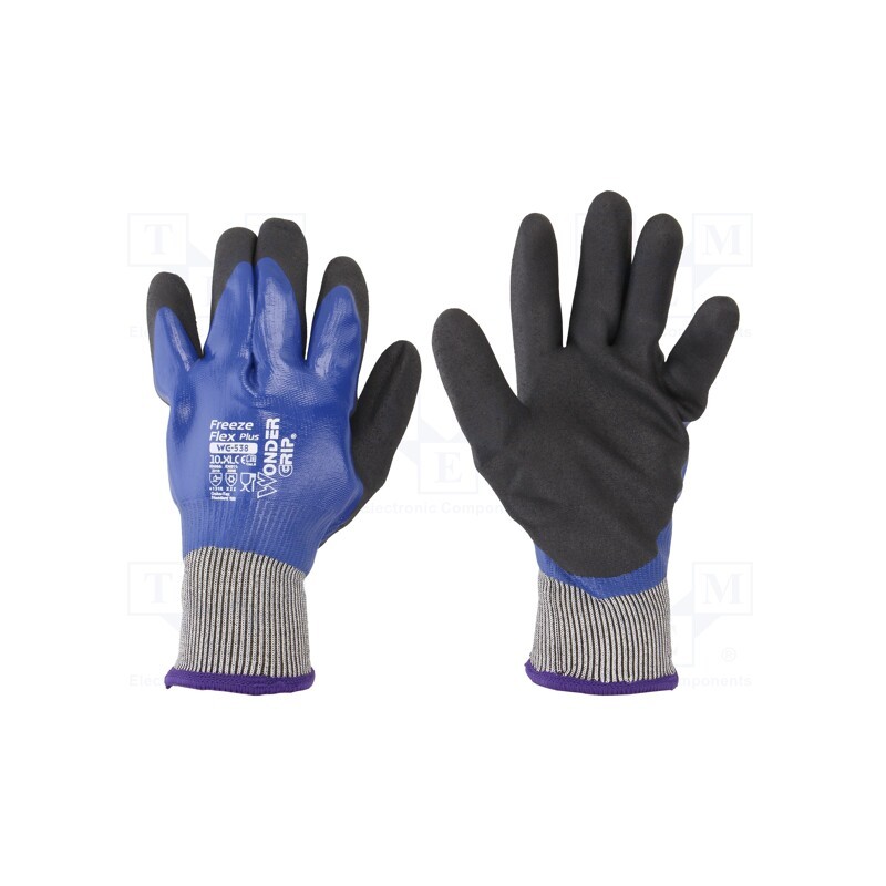 1 set x WONDER GRIP - 53751 - Protective gloves, Size: 10,XL, blue, latex,polyester