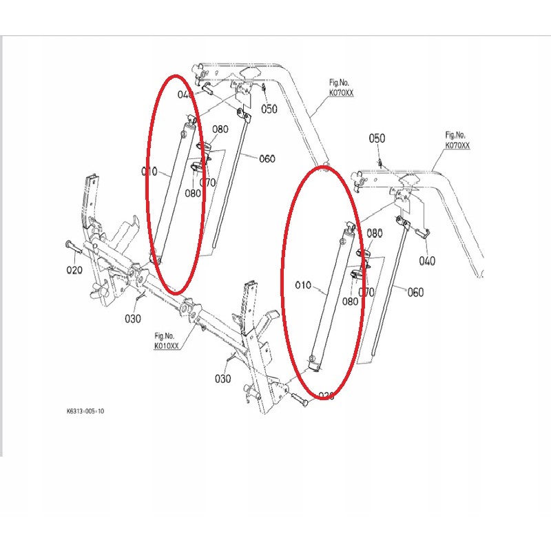 Kubota G23 basket lifting actuator