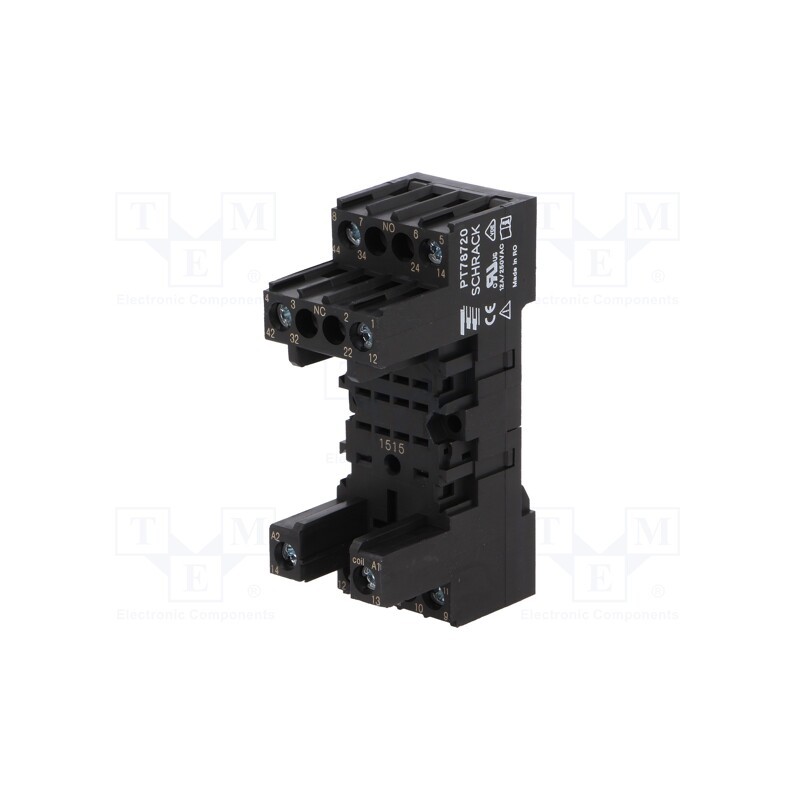 1 pcs x SCHRACK - 6-1415034-1 - Socket, PIN: 8, 12A, 250VAC, for DIN rail mounting, Series: PT