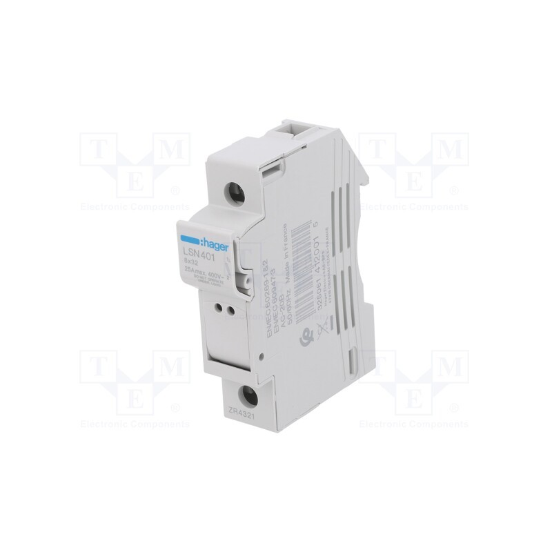 1 pcs x HAGER - LSN401 - Fuse disconnector, 8x32mm, for DIN rail mounting, 25A, 400V, IP20