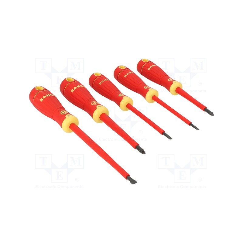 1 set x BAHCO - B220.015 - Kit: screwdrivers, insulated, Pozidriv®,slot, BahcoFit, 5pcs.