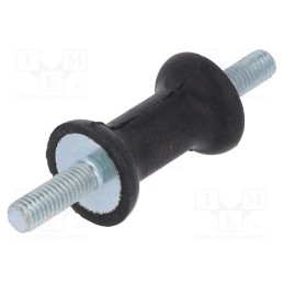 1 pcs x ELESA+GANTER - DVC.1-20-12-30-M6-18-55 - Vibration damper, M6, Ø: 20mm, rubber, L: 30mm, Thread len: 18mm