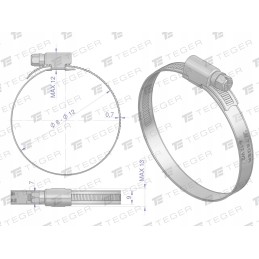 Clamping band 8 12 snail, width 9mm, teg