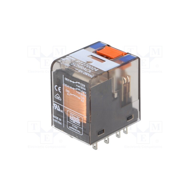 1 pcs x TE Connectivity - 4-1419111-2 - Relay: electromagnetic, DPDT, Ucoil: 24VDC, Icontacts max: 12A