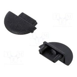 1 set x TOPMET - C8990002 -AS - Cap for LED profiles, black, 2pcs, ABS, GEN2,rounded, BEGTIN12