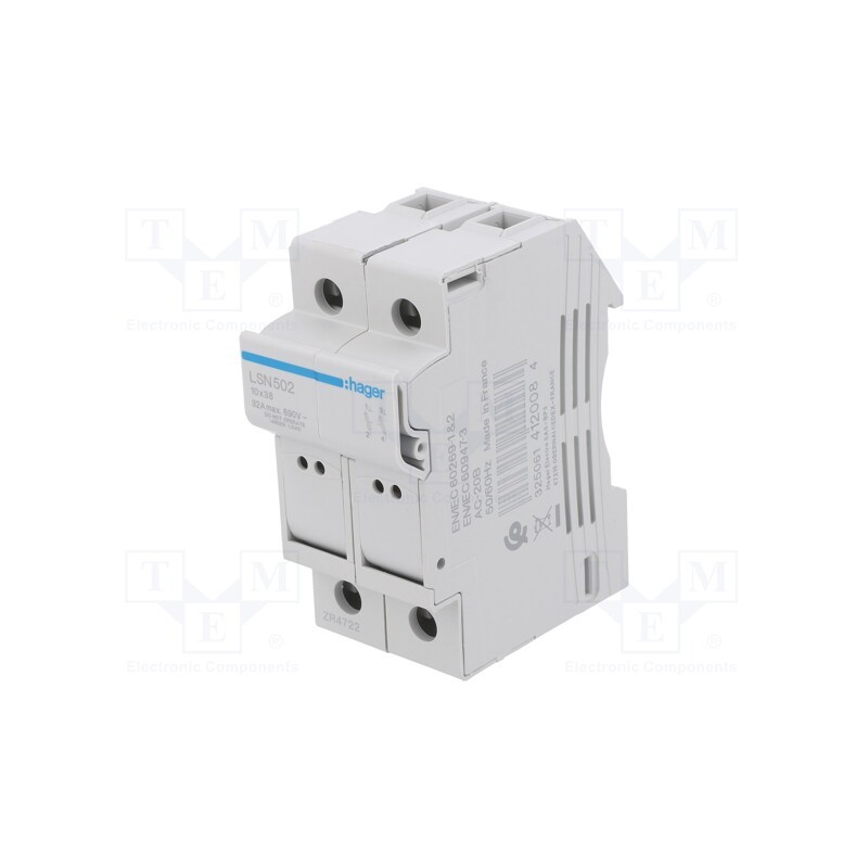 1 pcs x HAGER - LSN502 - Fuse disconnector, 10x38mm, for DIN rail mounting, 32A, 690V