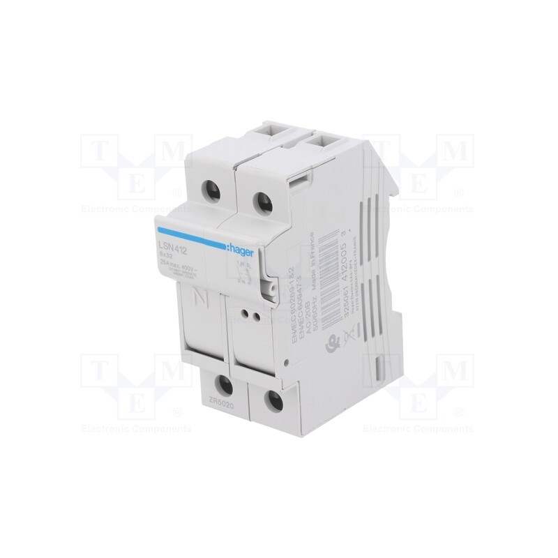 1 pcs x HAGER - LSN412 - Fuse disconnector, 8x32mm, for DIN rail mounting, 25A, 400V, IP20
