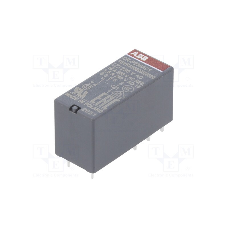 1 pcs x ABB - 1SVR405600R3000 - Relay: electromagnetic, SPDT, Ucoil: 230VAC, 16A, max.250VAC, PCB