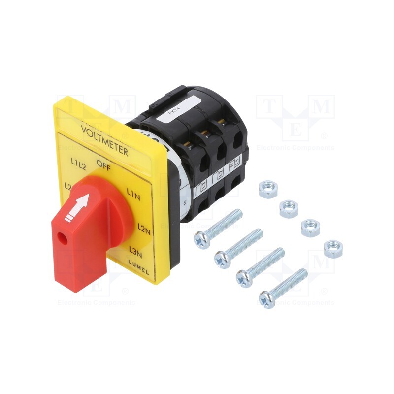 1 pcs x LUMEL - PKT4-C4HLXXXOFY000 - Switch: voltmeter cam switch, Stabl.pos: 7, 16A, for building in