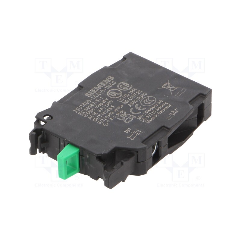 1 pcs x SIEMENS - 3SU1400-1AA10-1NA0 - Contact block, 22mm, -25÷70°C, Leads: screw terminals, SIRIUS ACT