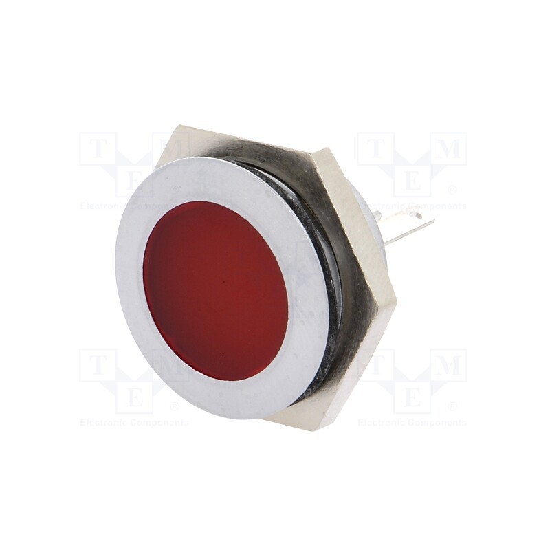 1 pcs x SIGNAL-CONSTRUCT - SMFL22012 - Indicator: LED, flat, red, 12÷14VDC, Ø22mm, IP67, metal, ØLED: 20mm