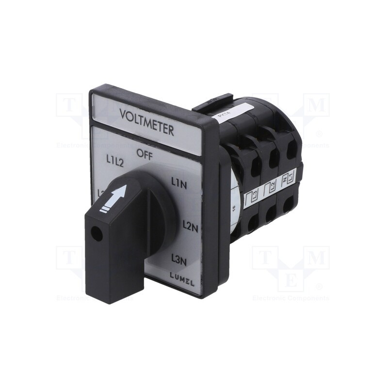 1 pcs x LUMEL - PKT4-C4HLXXXOFA000 - Switch: voltmeter cam switch, Stabl.pos: 7, 16A, for building in