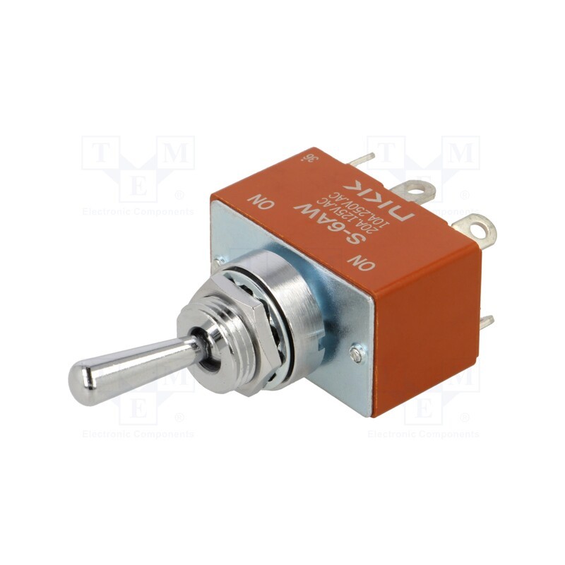 1 pcs x NKK SWITCHES - S6AW - Switch: toggle, Pos: 2, DPDT, ON-ON, 10A/250VAC, 20A/30VDC, -10÷70°C