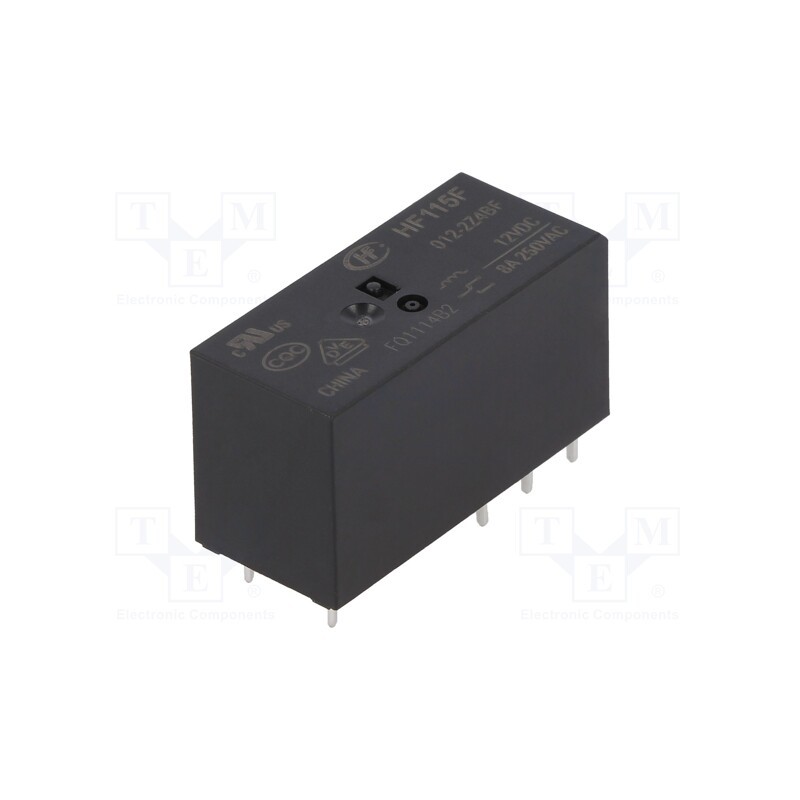 1 pcs x HONGFA RELAY - HF115F/012-2Z4BF - Relay: electromagnetic, DPDT, Ucoil: 12VDC, 8A, 8A/250VAC, 8A/24VDC