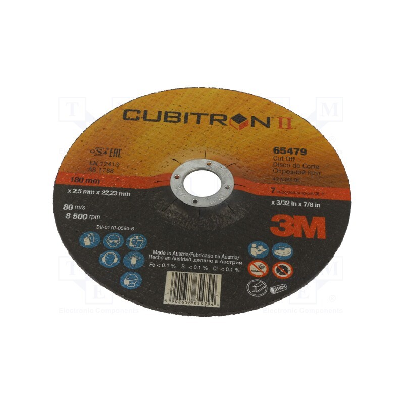 1 pcs x 3M - 65479 180X2,5X22MM CUBITRON II - Cutting wheel, Ø: 180mm, Øhole: 22.23mm, CUBITRON II