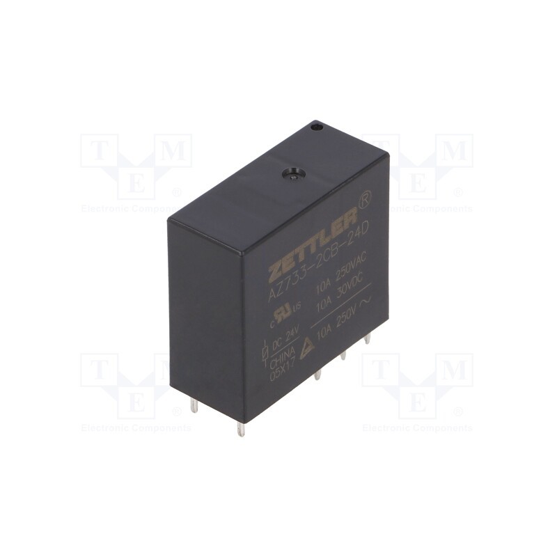 1 pcs x ZETTLER - AZ733-2CB-24D - Relay: electromagnetic, DPDT, Ucoil: 24VDC, 12A, 10A/250VAC, PCB